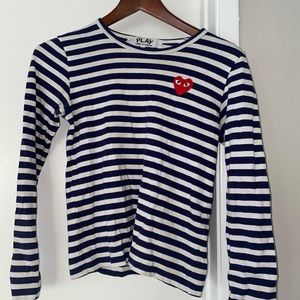 Comme Des Garçon Play Striped Navy Shirt